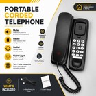 Black Corded Phone Landline Telephone Desk Wall Mount For Home Office Wired Use