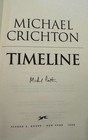 Michael Crichton- 1st Edition Hardbound Book Signed   timeline 