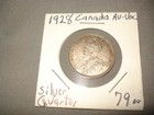 1928 Canada 25 Cents Silver Quarter King George V - Au - Unc - Free Shipping