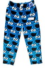 Cookie Monster Large Faces Blue Plush Fleece Lounge Pajama Pants Men   s S-xl