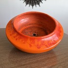    rare Vintage 1960s Mcm Large Orange Red Drip Lava Glaze Pottery Planter Bowl