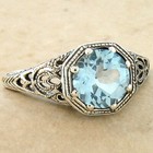 Art Deco Style Genuine Sky Blue Topaz 925 Sterling Silver Filigree Ring     882x