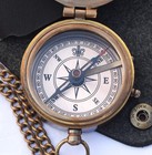 Vintage Brass Pocket Compass With Leather Case Engraved Bible Verse Gift