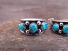 Native American Indian Sterling Silver   Turquoise 3 4  Hoop Earrings - Largo