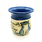 Art Pottery Pencils   Things Cat Jar Hand Drawn Cute Holder Artist Signed 