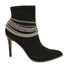 Women Boot Bracelet Silver Metal Chain Shoe Charm Multi Strand Street Urban Wear