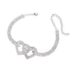 Double Heart Anklet Bracelet Love Barefoot Chain Bling Crystal Ankle Bracelet Us