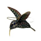 Pair Of Beautiful Cloisonn   Hummingbird Decorations Vgc