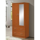 Hodedah 2 Door Armoire With 2 Drawers Clothing Rod And Mirror In Cherry Wood