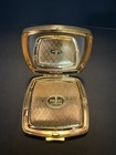 Vintage Art Deco Powder Blue Enamel Gold Tone Compact Mirrored - B