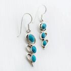 Sterling 925 Silver Earrings Turquoise Dangle Beautiful Ladies Gift Earrings