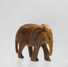 Vintage Teak Wood Elephant Statue Hand Carved Wood Figurine African No Tusks