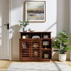 Vintage Sideboard Storage Cabinet Media Console W  Sliding Door Adjustable Shelf