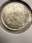 1866 Peru Un Dinero Silver Coin Doubled Date Error- Super Rare Bu      