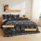  Zebra Print Fluffy Faux Fur Duvet Cover Set  2 Pieces Twin Zebra Print Grey