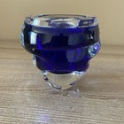 Czech Republic Decorative Blue Glass Vase Decor  Handmade