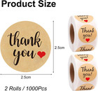 2 Rolls 1000pcs Thank You Stickers Self Adhesive Kraft Paper Label Stickers For