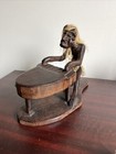 Vintage Hand Carved Wooden Tribal islander Piano Player - Decor Art