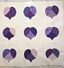 9 Quilt Top Blocks 6   Square Purple Patchwork Heart Cotton Fabric  Applique