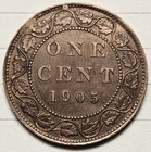 1905  Canada One 1 Cent Victoria Large Penny Coin High Grade  km  8 