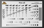 Fins V2 Assortment Gills Pectoral Fin Fishing Lure Airbrush Stencil Mylar