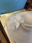 Fedoria Vintage Wide Brim Formal Hat With Floral Accent And Veil Ivory