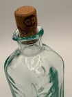      Vintage Aqua Glass Bottle    pear    Embossed Bottom W  Cork Stopper 7 25    Tall