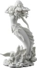 Mermaid Holding Pearl On Beach White Sculpture Figurine Statue Nautical Decor