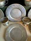 Vintage Cinderella Aluminum Child   s Toy Tea Set     Embossed Storybook Scenes