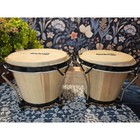 Rockjam Bongo Drum Set Natural Wood Percussion With Carry Case