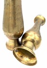 Pair Of Vintage Mcm Etched Brass Vases Made In India Vintage Patina 12  Tall