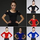 Latin Dance Top Off Shoulder Performance Costumes Practice Clothes T-shirt Tops