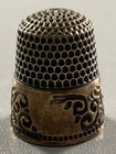 Antique 5 Point Star Hallmarked Sterling Silver Size 7 Thimble Gold Scroll Work