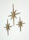 Set Of 3 Gold Cast Iron 8 Pointed Starburst Wall Hangings Mid Century Stars
