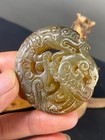 Unique China Old Jade Carved  dragon phoenix  Amulet Pendant A16