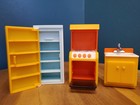 1970 s F-p Toys Orange Miniature Kitchen Set  252 Dollhouse Size Hong Kong 