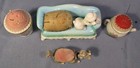 Lot Of 4 Vintage Sewing Pin Cushions   Florenza Poodles Porcelain Teapot Mother