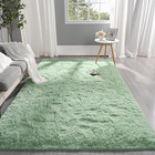 Fluffy Sage Green Area Rug For Bedroom Living Room  4x6 Feet Soft Plush Fuzzy Ru