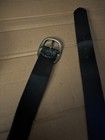 Vintage 1980s Black Embossed Floral Leather Belt With Solid Silver Buckle 1 5 w
