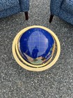 Unique 21  Tall Blue Lapis Tripod Gold Leg Table Gemstone World Map Globe