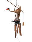 Turtle Bird Wind Chime Hand Carved Bamboo Wood Egret Tiki Garden Home Pool Patio