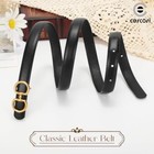 Cescosi Women Skinny Leather Belts Ladies 2 Pack Thin Waist Belts With Gold Top