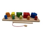 Wooden Geometric Shape Sorting   Stacking Learning Toy With Magnetic Fishing Set
