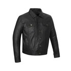 Vance Leathers  Men s Black Motorcycle Trucker Leather Jacket