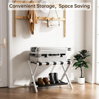 Luggage Rack  Solid Oak Wood Folding Suitcase Stand With Storage Shelf  Luggage 