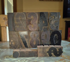 Vtg Original Letterpress Numbers W    Sign  Decimal Wood Type Printers Blocks 3 