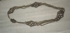 Vintage Gunmetal-tone Chain Belt W filigree Geometric Links Hook Close 70s 40 