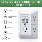 Wall Charger  Surge Protector  Qinlianf 5 Outlet Extender With 4 Usb Charging Po
