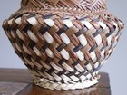 Vintage Hand Woven Rounded 4  Vase Basket Tightly Woven Quality   Freeship