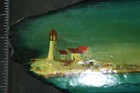 Nautical Wall Art Sail Boat Lighthouse Acrylic Painting Reclaimed Board Signed 